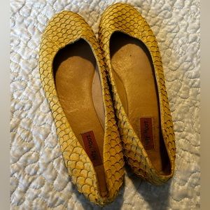 Miz Mooz Yellow Snakeskin Ballet Flat